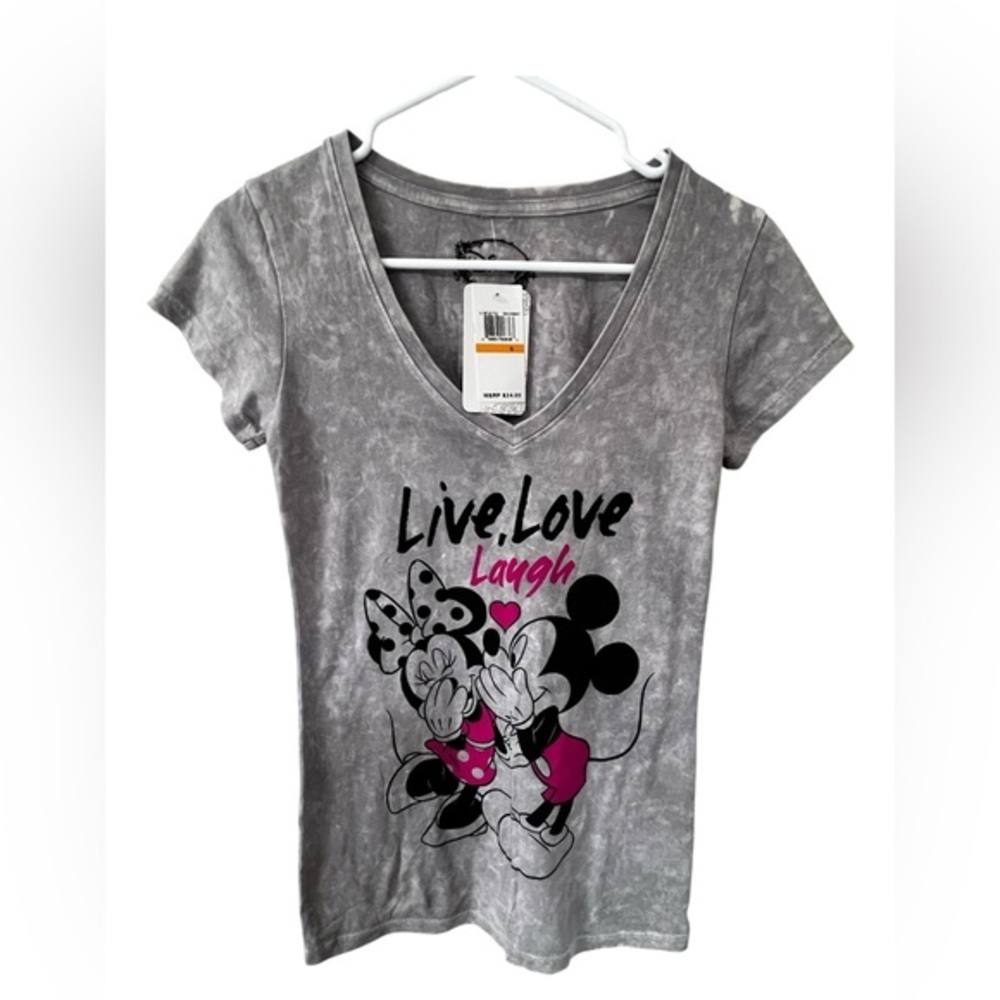 NWT Disney Gray Women's Top with Mickey and Minnie Print